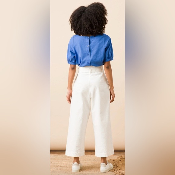 White Wide Leg Pants with Relaxed Fit - Picture 2 of 16